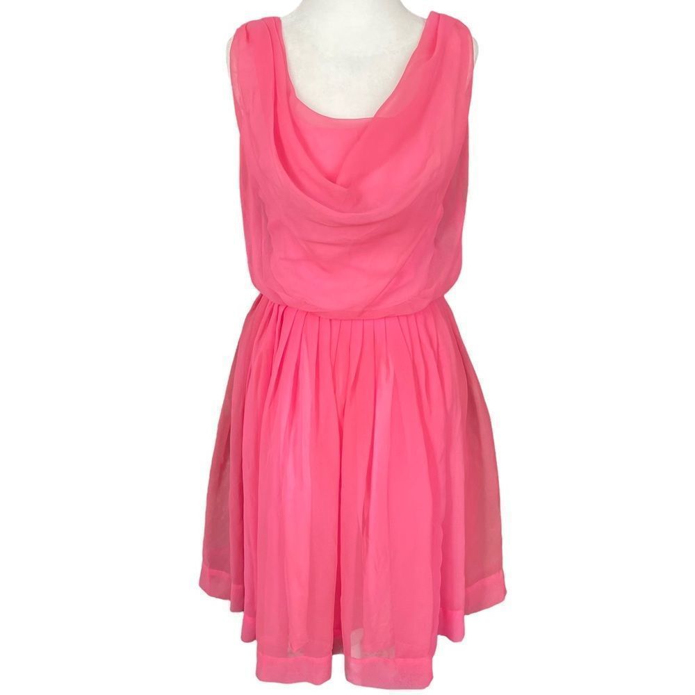 Vintage 60’s Jack Marsee Inc California Pink Chiffon Cowl Neck Party Dress